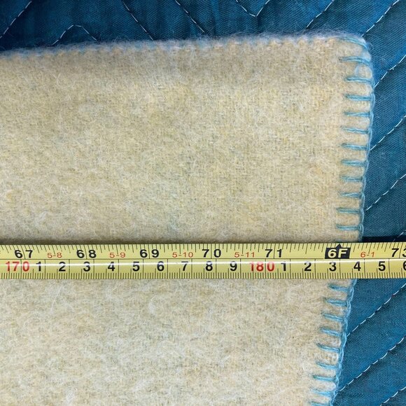 VTG Golden Dawn Twin Wool Blanket Reversible Gold & Green 69 X 72 - Picture 6 of 6